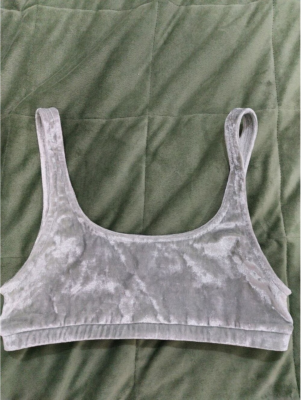 Free People Intimately Women's Velvet Gray Green Crop Top Size S